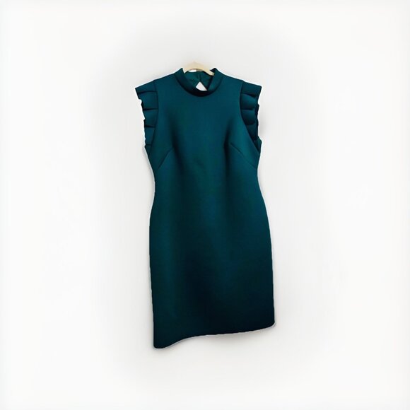 Eliza J Teal Green Sheath Dress w Peeka Boo Back Sz 14W Evening Office Elegant - Picture 2 of 6